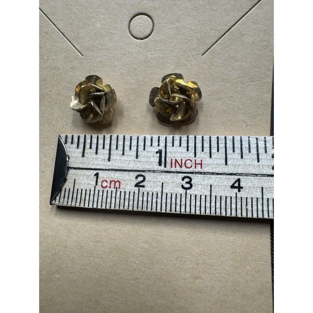 Vintage Gold Tone Rose Stud Earrings